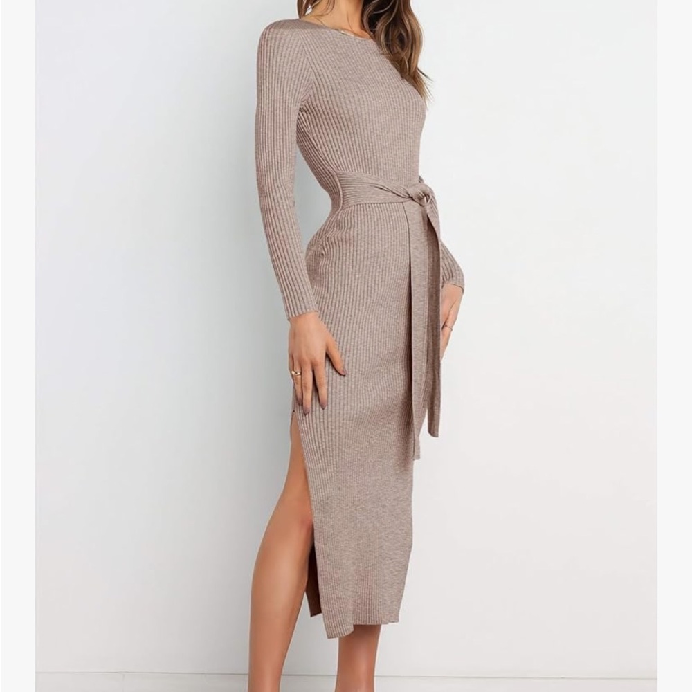 Anrabess Long-Sleeve Knit Dress in Brown - Picture 2 of 4